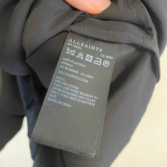 Allsaints Women's Romper Amis Playsuit Black V neck Shorts Dressy Size 10 - Picture 6 of 7